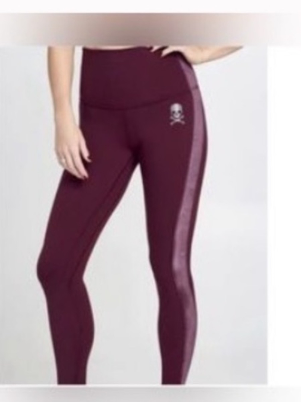 Lululemon Align Yoga Collab Maroon Leggings with Skull and velvet Accent